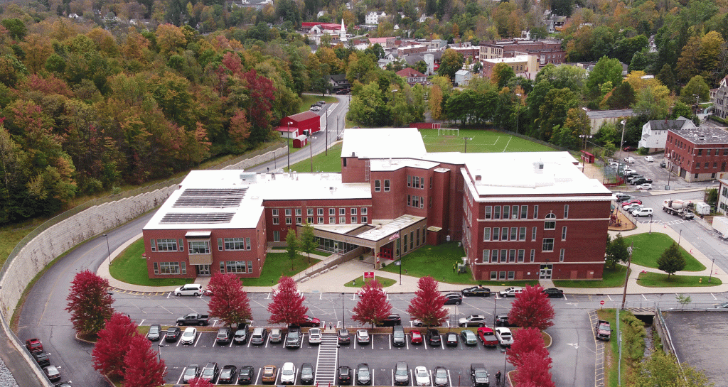 an ariel photo of the elementary school