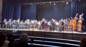 A student orchestra performs on stage