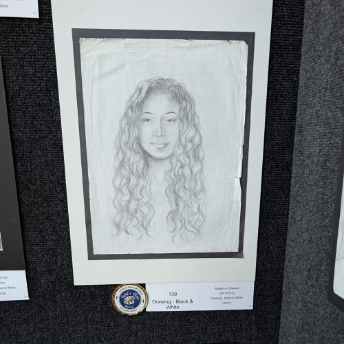 Madelyn drawing A black and white drawing of a girl