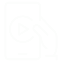 Phone icon with play symbol and hand