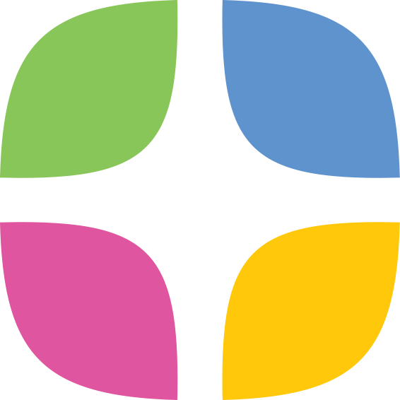 parentsquares new logo, more rounded edge square with four colours, top left is green, top right is blue, bottom left is purple, and bottom right is yellow